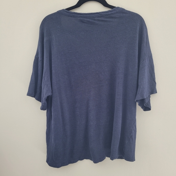 H Halston Navy Linen Short Sleeve Button Front Cardigan - Picture 5 of 13